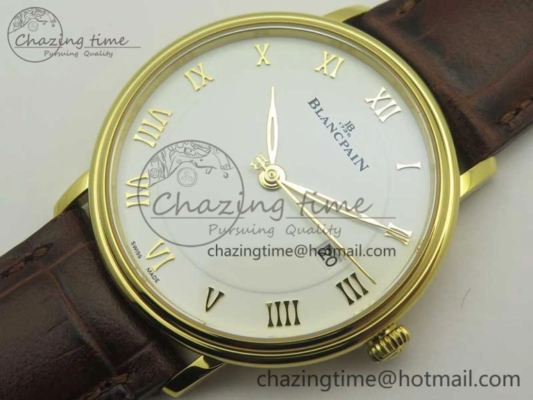 Villeret 6651 YG ZF 1:1 Best Edition White Dial on Brown Leather Strap A1151