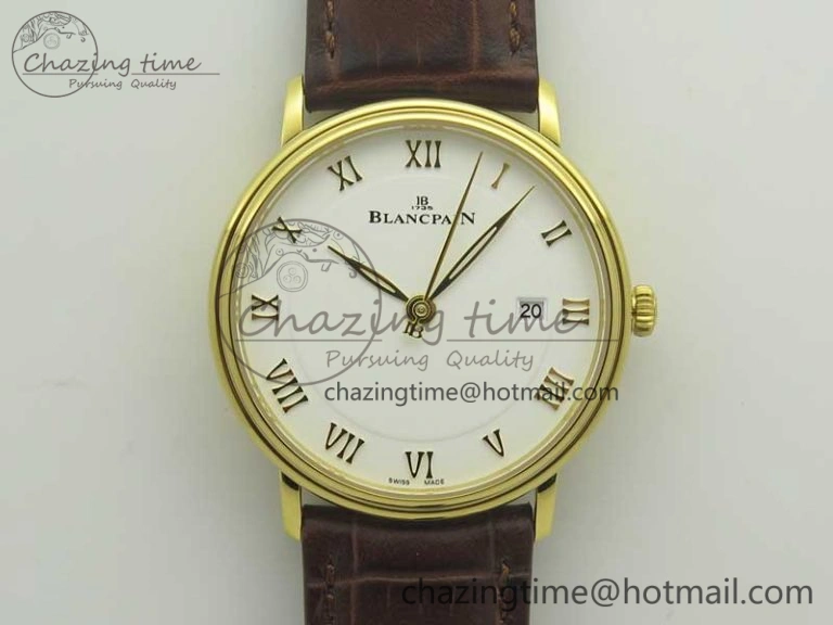 Villeret 6651 YG ZF 1:1 Best Edition White Dial on Brown Leather Strap A1151