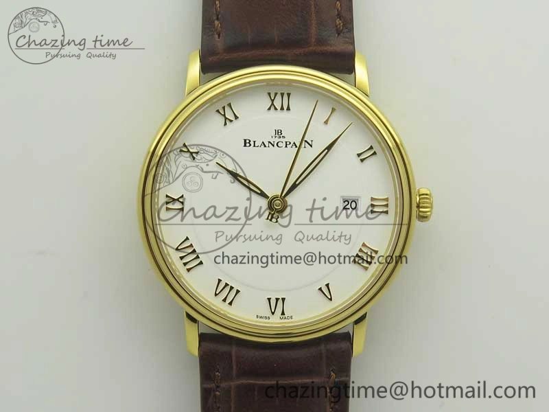 Villeret 6651 YG ZF 1:1 Best Edition White Dial on Brown Leather Strap A1151