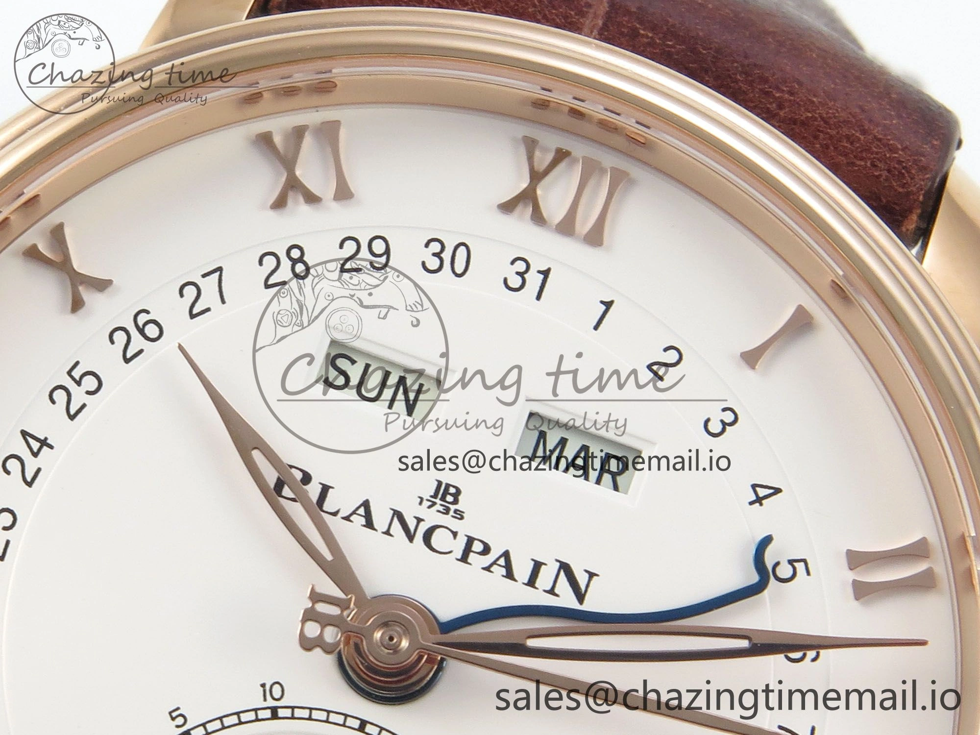 Villeret 6654 RG Complicated Function APSF 1:1 Best Edition White Dial on Brown Leather Strap A6654