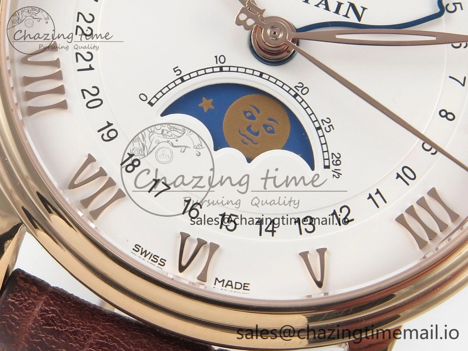 Villeret 6654 RG Complicated Function APSF 1:1 Best Edition White Dial on Brown Leather Strap A6654