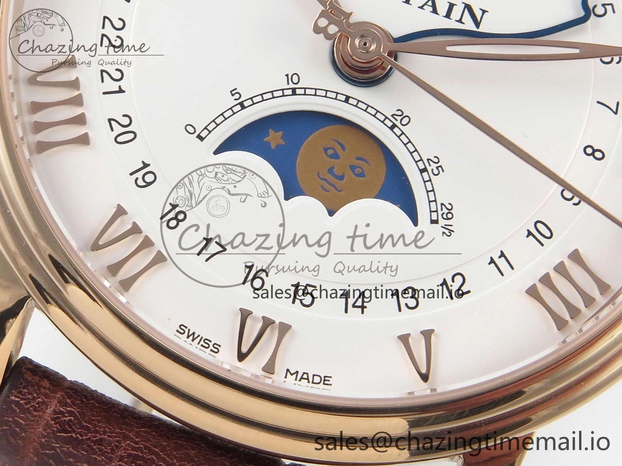 Villeret 6654 RG Complicated Function APSF 1:1 Best Edition White Dial on Brown Leather Strap A6654