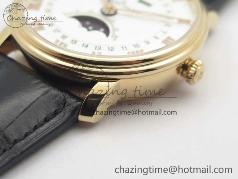 Villeret 6654 RG Complicated Function OMF 1:1 Best Edition White Dial On Black Leather Strap A6654