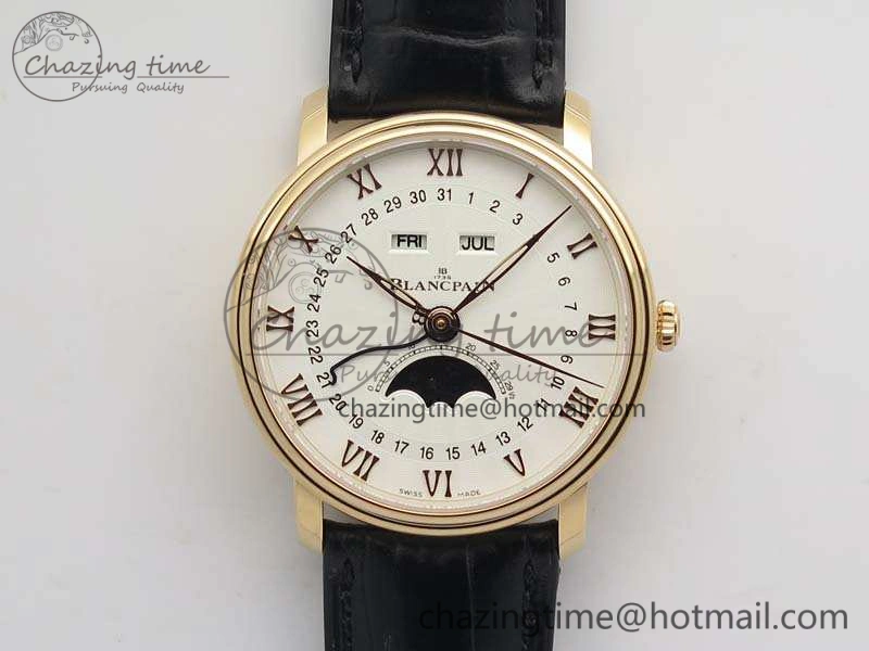 Villeret 6654 RG Complicated Function OMF 1:1 Best Edition White Texture Dial On Leather Strap A6654