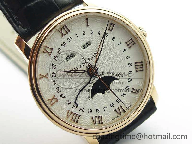 Villeret 6654 RG Complicated Function OMF 1:1 Best Edition White Texture Dial On Leather Strap A6654