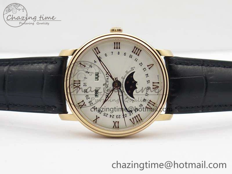 Villeret 6654 RG Complicated Function OMF 1:1 Best Edition White Texture Dial On Leather Strap A6654
