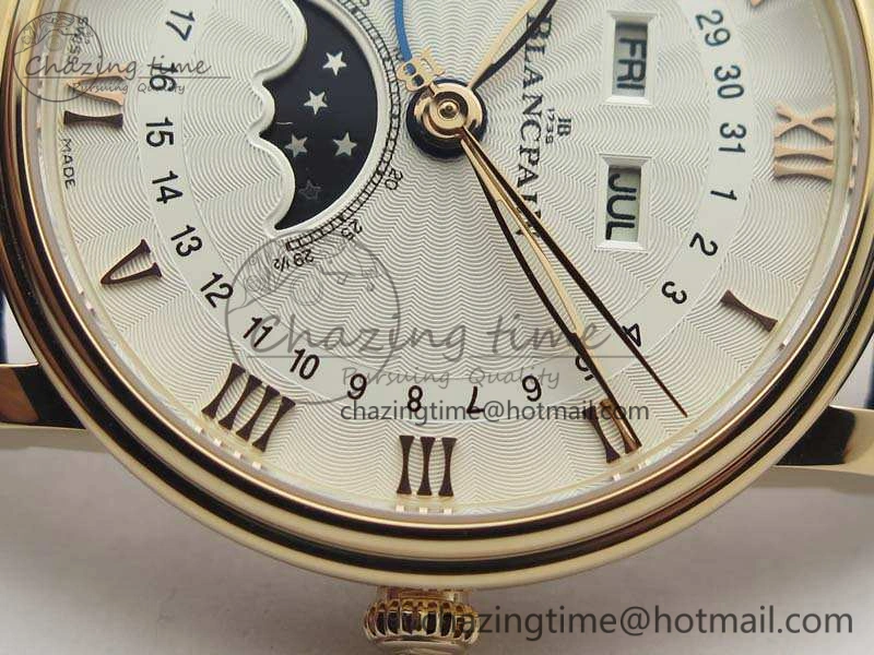 Villeret 6654 RG Complicated Function OMF 1:1 Best Edition White Texture Dial On Leather Strap A6654