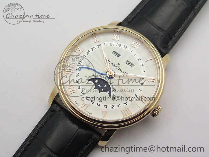 Villeret 6654 RG Complicated Function OMF 1:1 Best Edition White Texture Dial On Leather Strap A6654