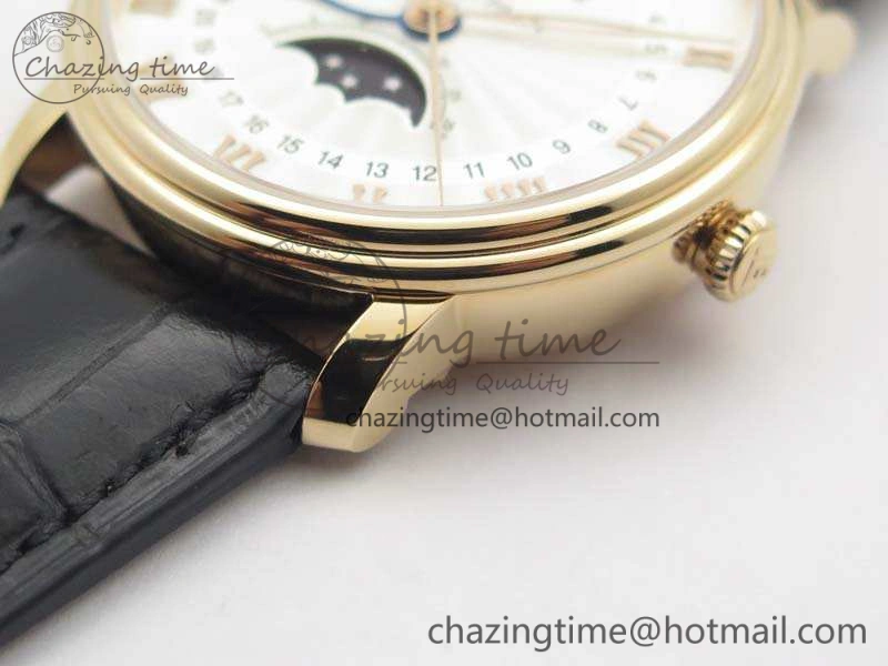 Villeret 6654 RG Complicated Function OMF 1:1 Best Edition White Texture Dial On Leather Strap A6654