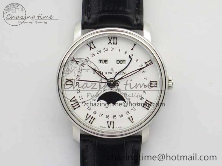 Villeret 6654 RG Complicated Function OMF 1:1 Best Edition White Texture Dial On Leather Strap A6654