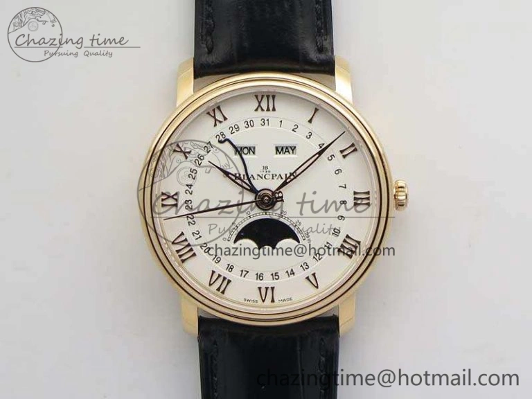 Villeret 6654 SS Complicated Function OMF 1:1 Best Edition Gray Dial On Leather Strap A6654