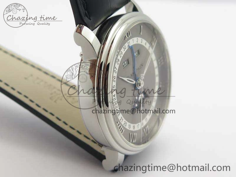 Villeret 6654 SS Complicated Function OMF 1:1 Best Edition Gray Dial On Leather Strap A6654