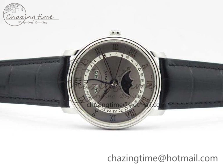 Villeret 6654 SS Complicated Function OMF 1:1 Best Edition Gray Dial On Leather Strap A6654