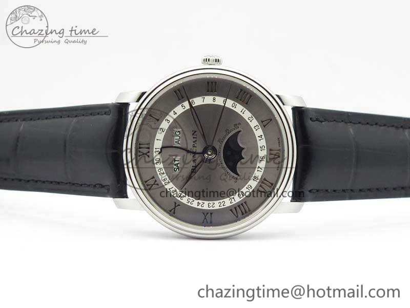 Villeret 6654 SS Complicated Function OMF 1:1 Best Edition Gray Dial On Leather Strap A6654