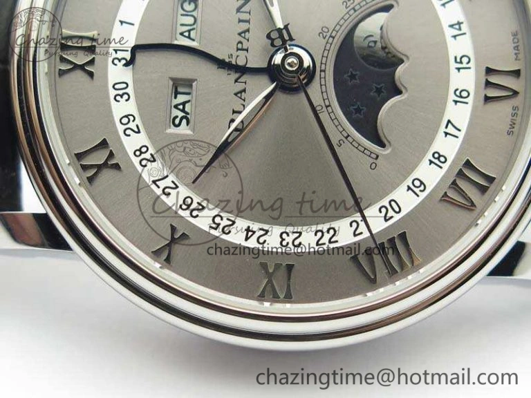 Villeret 6654 SS Complicated Function OMF 1:1 Best Edition Gray Dial On Leather Strap A6654