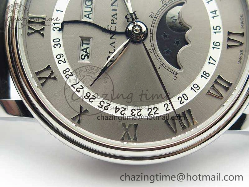 Villeret 6654 SS Complicated Function OMF 1:1 Best Edition Gray Dial On Leather Strap A6654