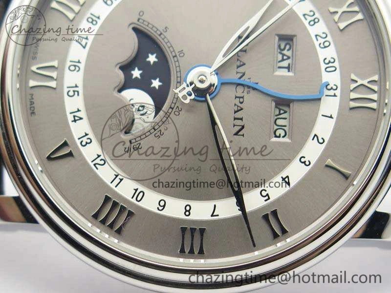 Villeret 6654 SS Complicated Function OMF 1:1 Best Edition Gray Dial On Leather Strap A6654