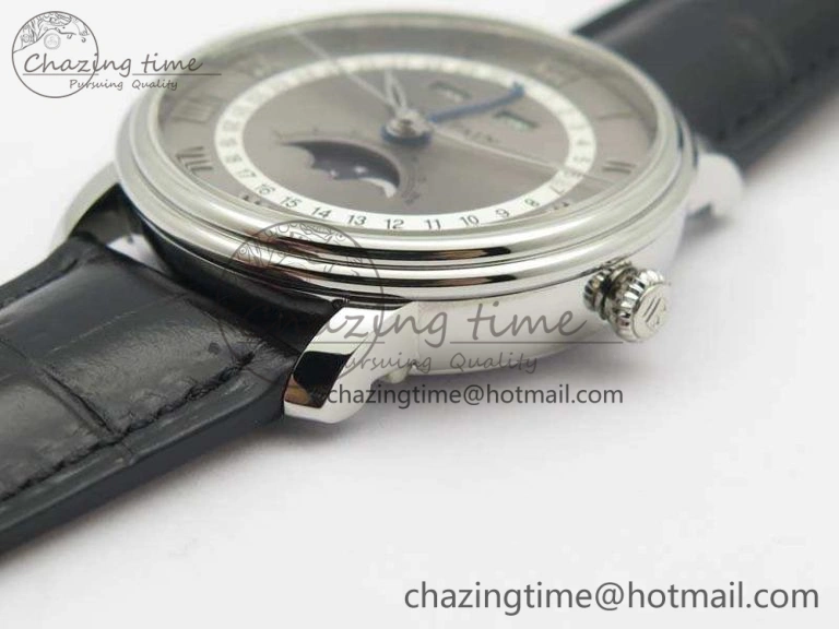 Villeret 6654 SS Complicated Function OMF 1:1 Best Edition Gray Dial On Leather Strap A6654