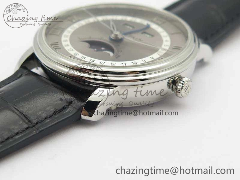 Villeret 6654 SS Complicated Function OMF 1:1 Best Edition Gray Dial On Leather Strap A6654