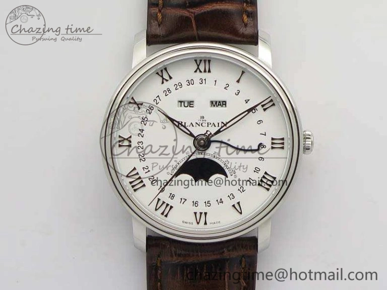 Villeret 6654 SS Complicated Function OMF 1:1 Best Edition Gray Dial On Leather Strap A6654