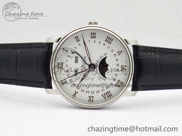 Villeret 6654 SS Complicated Function OMF 1:1 Best Edition White Dial On Black Leather Strap A6654