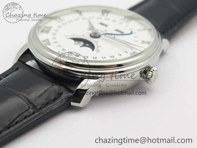 Villeret 6654 SS Complicated Function OMF 1:1 Best Edition White Dial On Black Leather Strap A6654
