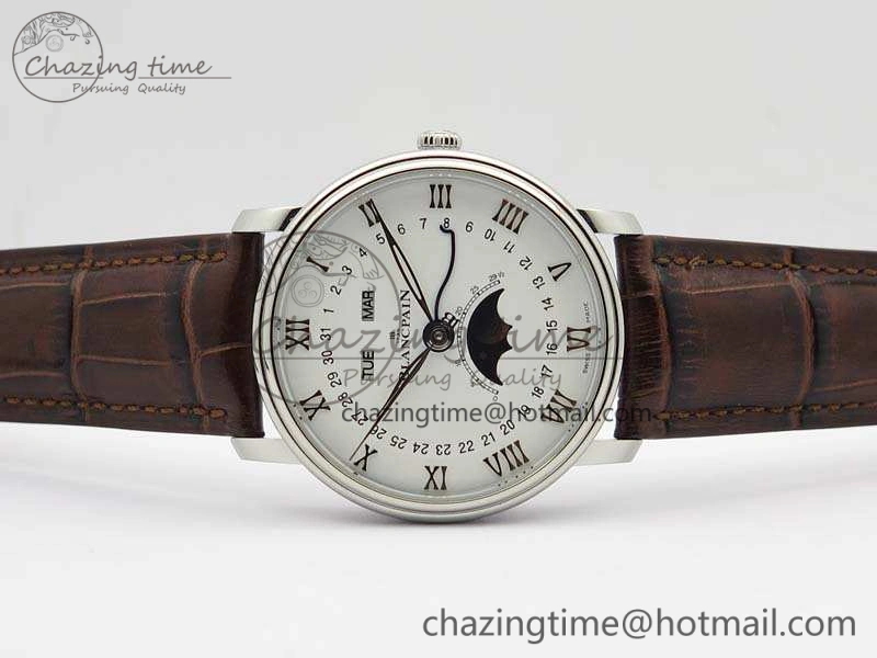 Villeret 6654 SS Complicated Function OMF 1:1 Best Edition White Dial On Brown Leather Strap A6654