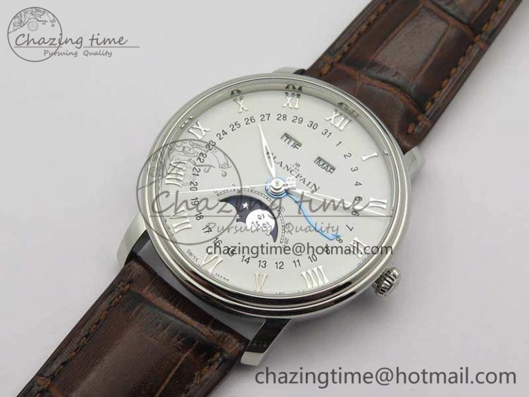 Villeret 6654 SS Complicated Function OMF 1:1 Best Edition White Dial On Brown Leather Strap A6654