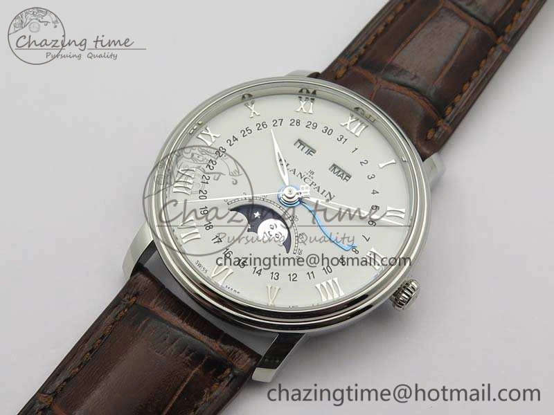 Villeret 6654 SS Complicated Function OMF 1:1 Best Edition White Dial On Brown Leather Strap A6654