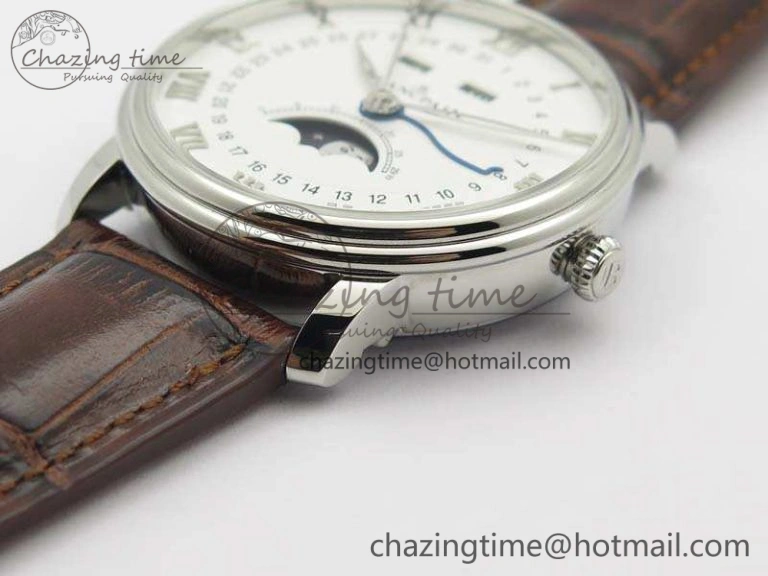Villeret 6654 SS Complicated Function OMF 1:1 Best Edition White Dial On Brown Leather Strap A6654