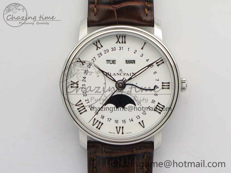 Villeret 6654 SS Complicated Function OMF 1:1 Best Edition White Dial On Brown Leather Strap A6654