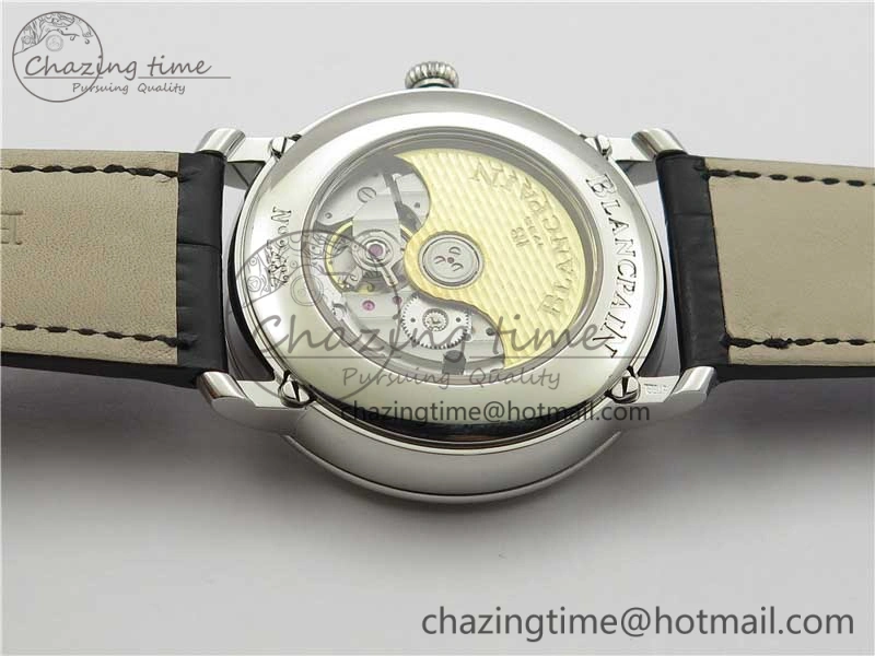 Villeret 6654 SS Complicated Function OMF 1:1 Best Edition White Dial on Black Leather Strap A6654 V3