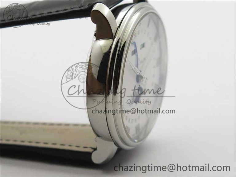 Villeret 6654 SS Complicated Function OMF 1:1 Best Edition White Dial on Black Leather Strap A6654 V3