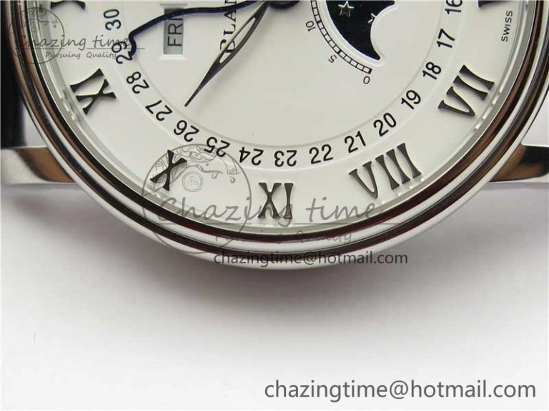 Villeret 6654 SS Complicated Function OMF 1:1 Best Edition White Dial on Black Leather Strap A6654 V3