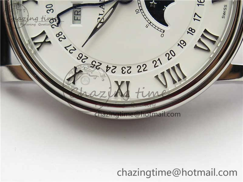 Villeret 6654 SS Complicated Function OMF 1:1 Best Edition White Dial on Black Leather Strap A6654 V3