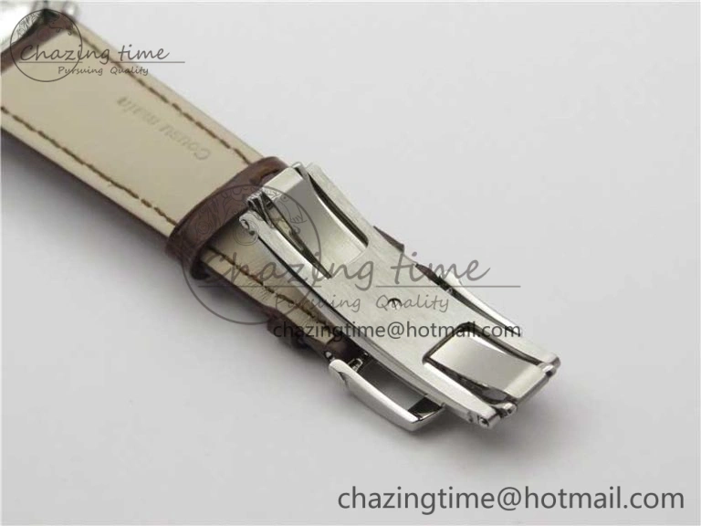 Villeret 6654 SS Complicated Function OMF 1:1 Best Edition White Dial on Brown Leather Strap A6654 V3