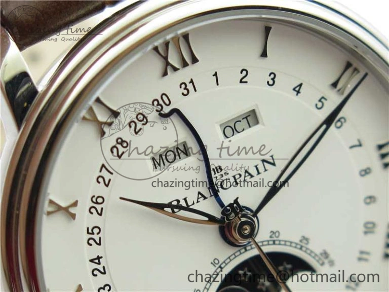 Villeret 6654 SS Complicated Function OMF 1:1 Best Edition White Dial on Brown Leather Strap A6654 V3