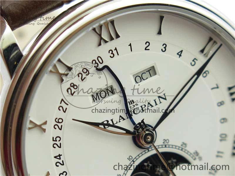 Villeret 6654 SS Complicated Function OMF 1:1 Best Edition White Dial on Brown Leather Strap A6654 V3