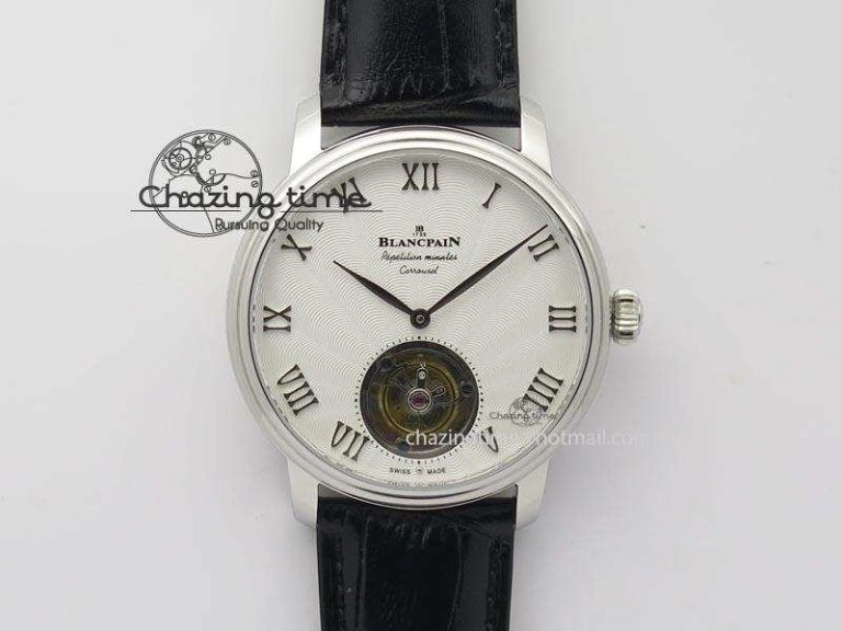 Villeret Quantième Complet 8 Jours SS Complicated Function OMF 1:1 Best Edition Black Dial on Black Leather Strap A6639