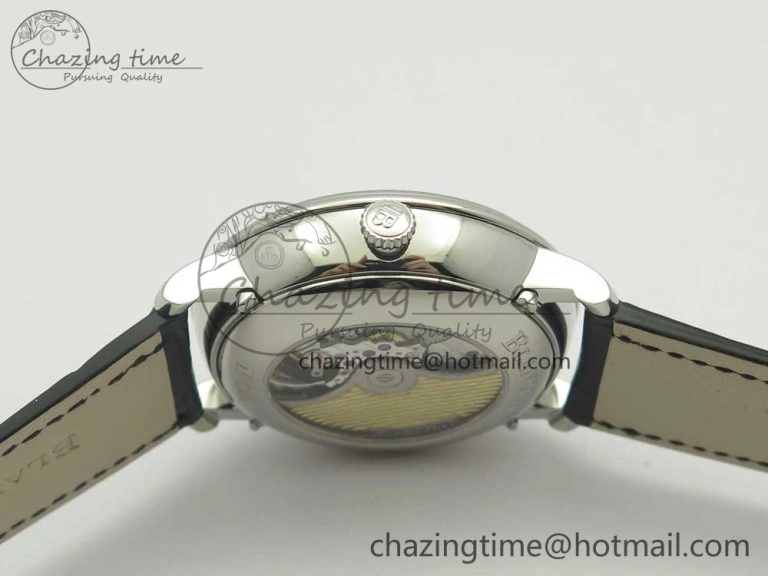 Villeret Quantième Complet 8 Jours SS Complicated Function OMF 1:1 Best Edition Black Dial on Black Leather Strap A6639