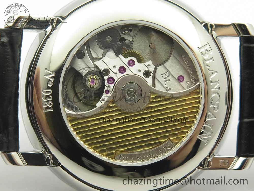 Villeret Quantième Complet 8 Jours SS Complicated Function OMF 1:1 Best Edition Black Dial on Black Leather Strap A6639