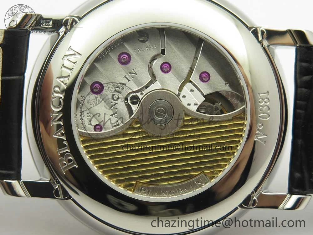 Villeret Quantième Complet 8 Jours SS Complicated Function OMF 1:1 Best Edition Black Dial on Black Leather Strap A6639