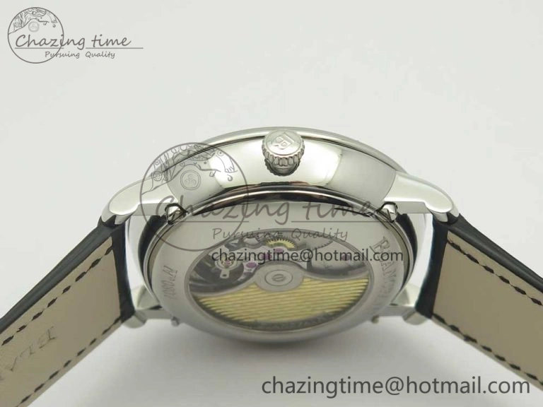 Villeret Quantième Complet 8 Jours SS Complicated Function OMF 1:1 Best Edition White Dial on Black Leather Strap A6639