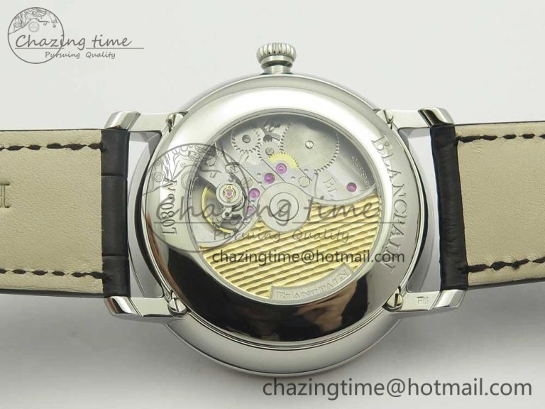 Villeret Quantième Complet 8 Jours SS Complicated Function OMF 1:1 Best Edition White Dial on Black Leather Strap A6639