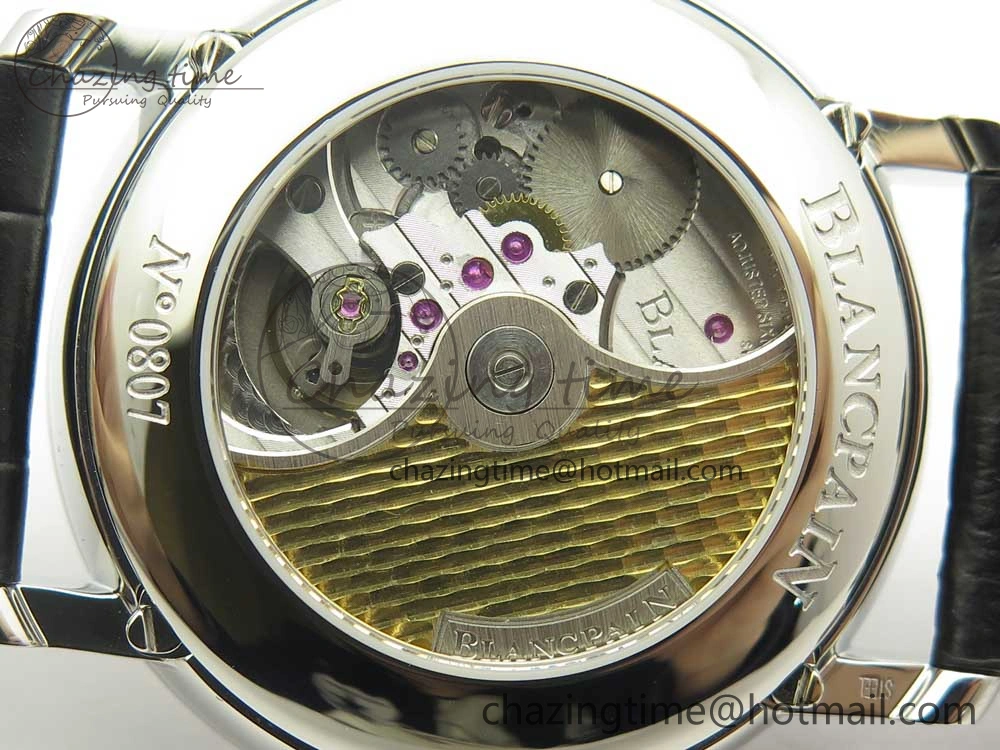 Villeret Quantième Complet 8 Jours SS Complicated Function OMF 1:1 Best Edition White Dial on Black Leather Strap A6639
