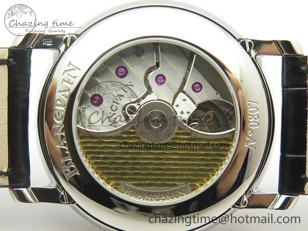 Villeret Quantième Complet 8 Jours SS Complicated Function OMF 1:1 Best Edition White Dial on Black Leather Strap A6639