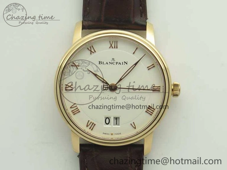 Villeret Quantième Complet 8 Jours SS Complicated Function OMF 1:1 Best Edition White Dial on Brown Leather Strap A6639