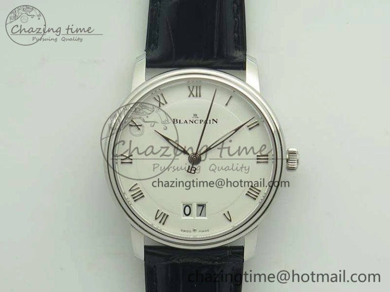 Villeret Quantième Complet 8 Jours SS Complicated Function OMF 1:1 Best Edition White Dial on Brown Leather Strap A6639