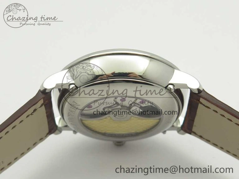 Villeret Quantième Complet 8 Jours SS Complicated Function OMF 1:1 Best Edition White Dial on Brown Leather Strap A6639