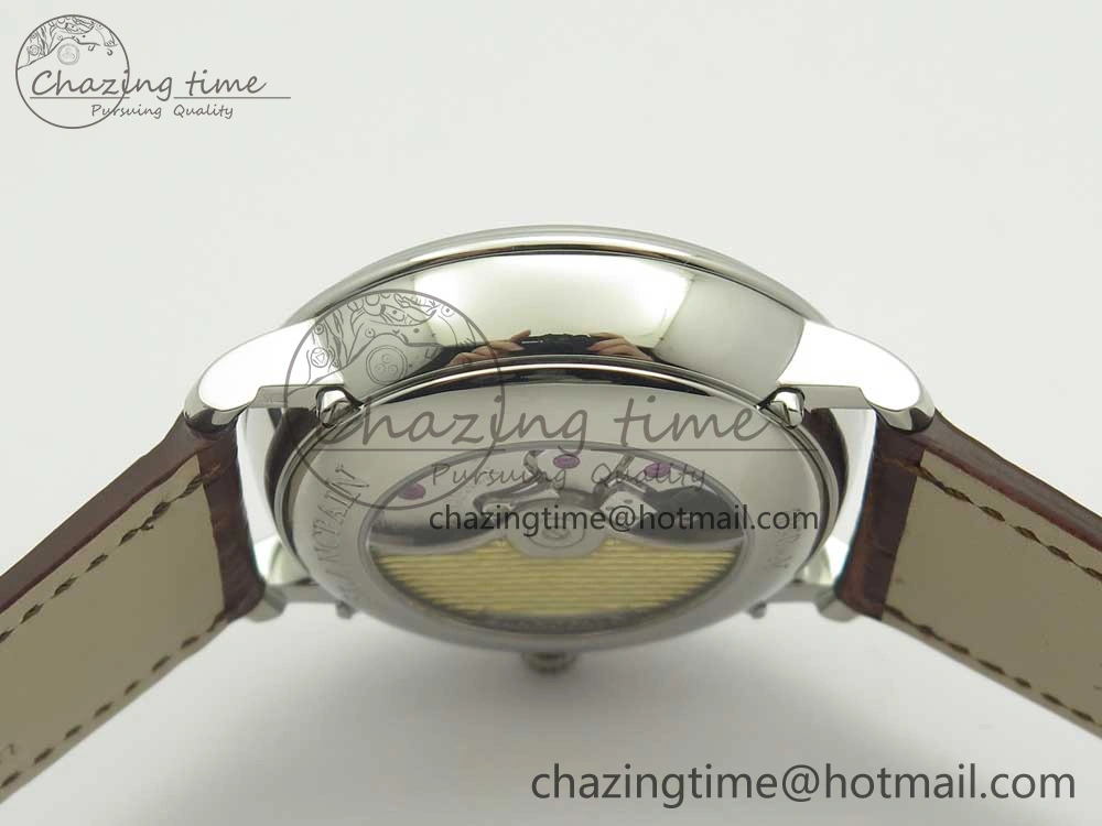 Villeret Quantième Complet 8 Jours SS Complicated Function OMF 1:1 Best Edition White Dial on Brown Leather Strap A6639
